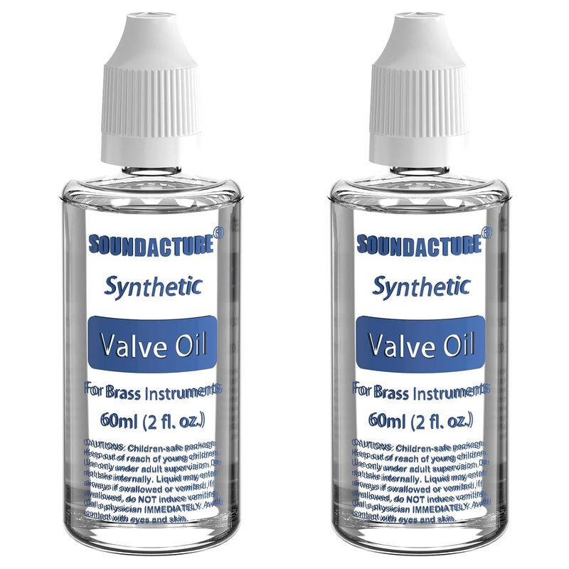 SOUNDACTURE 2PCS 2oz Brass Valve Oil for Trumpet, Trombone, Tuba & Baritone – Premium Synthetic Valve Lubricant, 2-Pack for Smooth Action, Long-Lasting Performance & Easy Application - Image 1